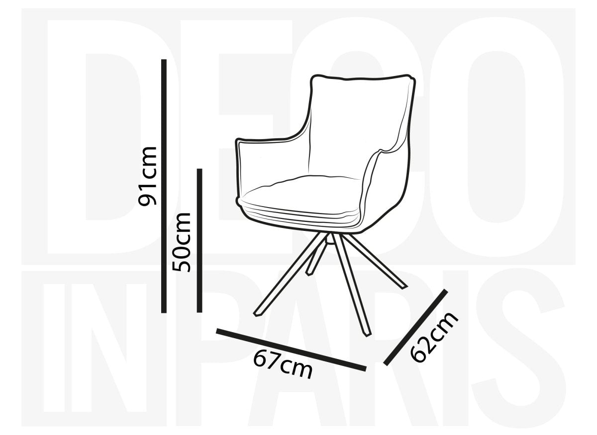 Chaise pivotante avec accoudoirs en velours bleu NOALIE - DécoInParis