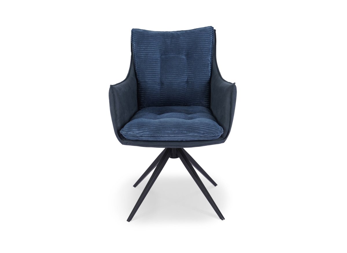 Chaise pivotante avec accoudoirs en velours bleu NOALIE - DécoInParis