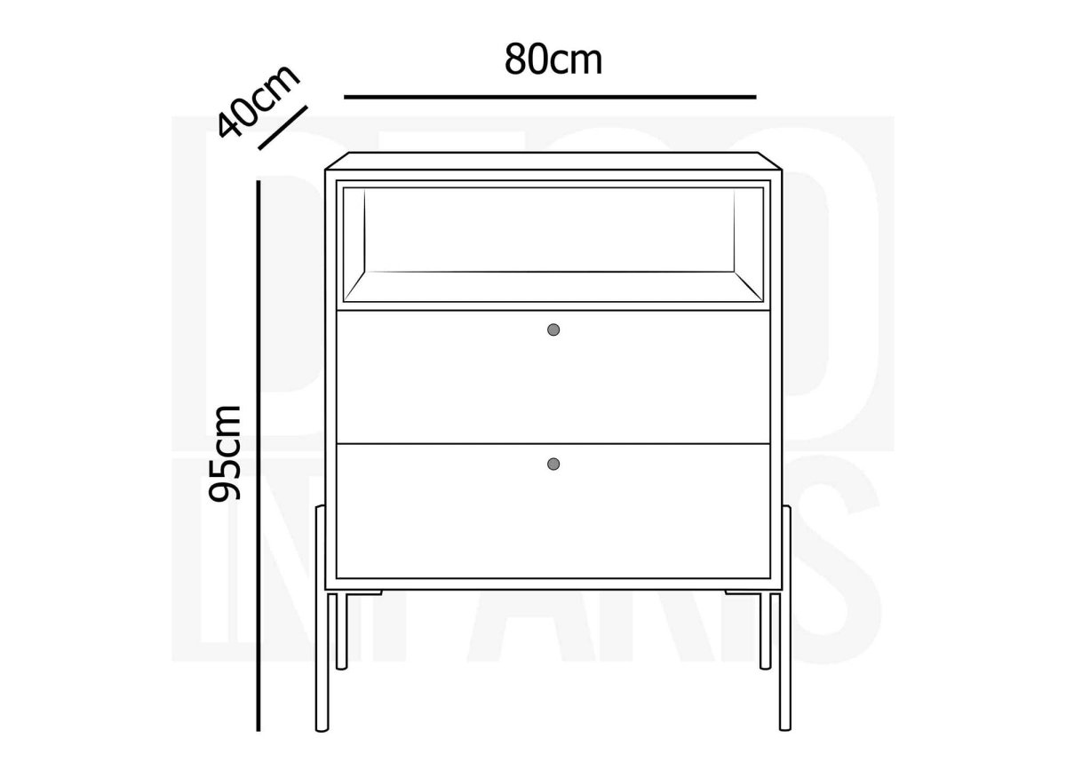 Commode 2 tiroirs en bois clair et métal noir SOHANE - DécoInParis