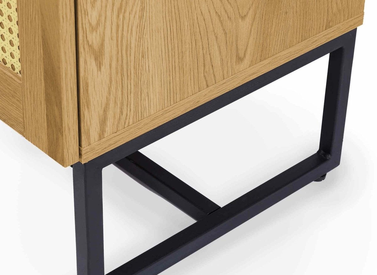 Commode scandinave 3 tiroirs en bois métal et cannage TULLIO - DécoInParis