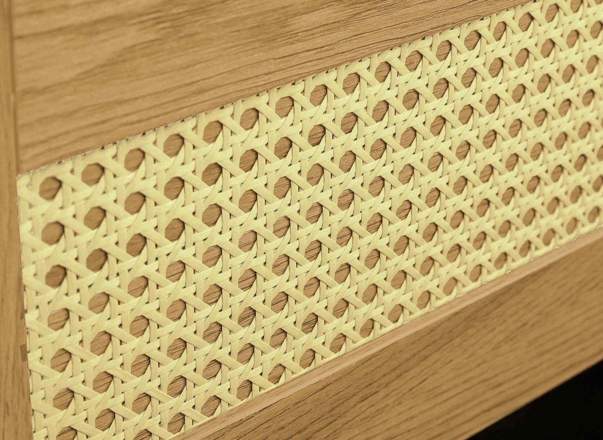 Commode scandinave 3 tiroirs en bois métal et cannage TULLIO - DécoInParis