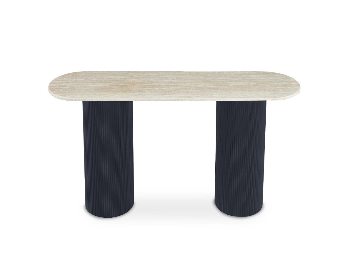 Console en marbre composite beige pieds noir DHARA BLACK - DécoInParis