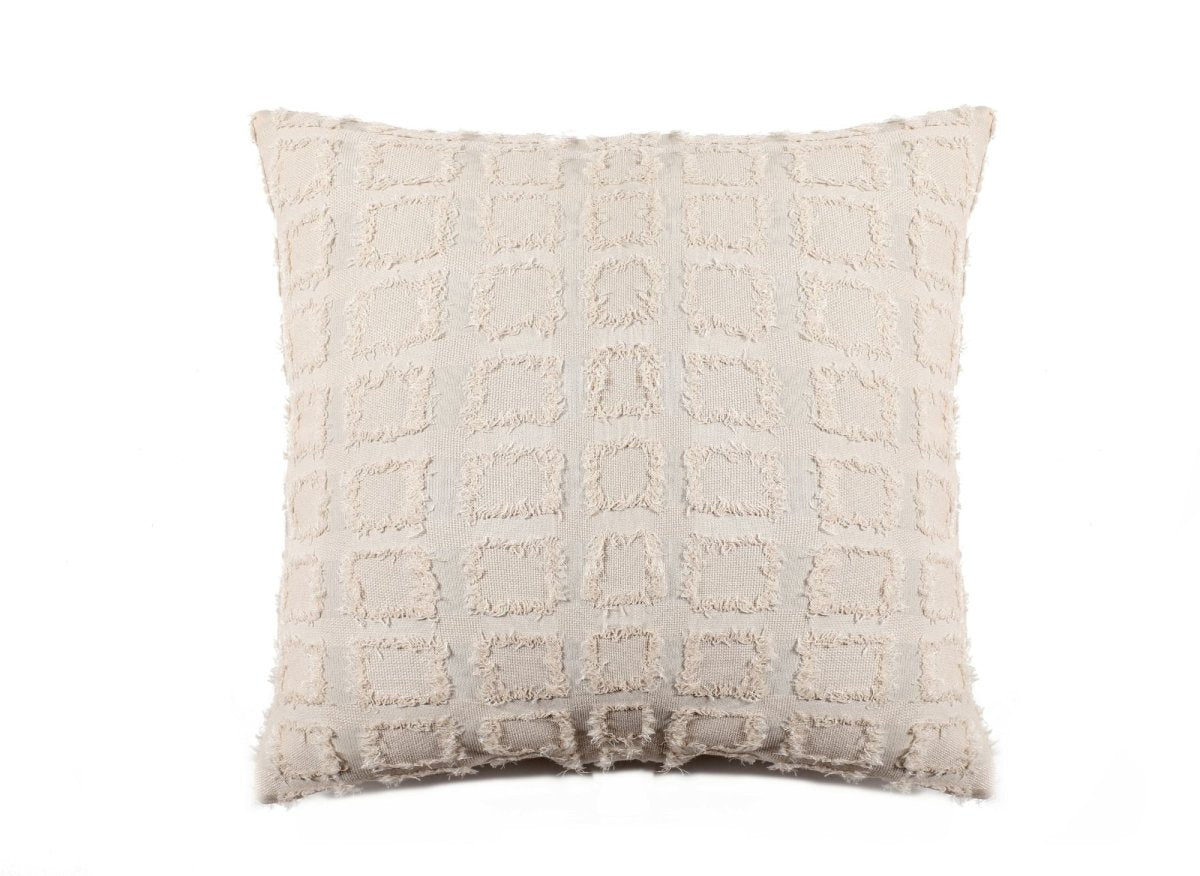 Coussin beige à formes carrées texturées 45x45 cm ELVIO - DécoInParis