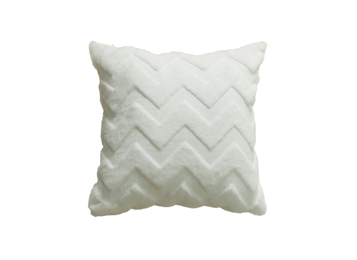 Coussin carré 45x45 cm en tissu doux motif chevron blanc HARRY - DécoInParis