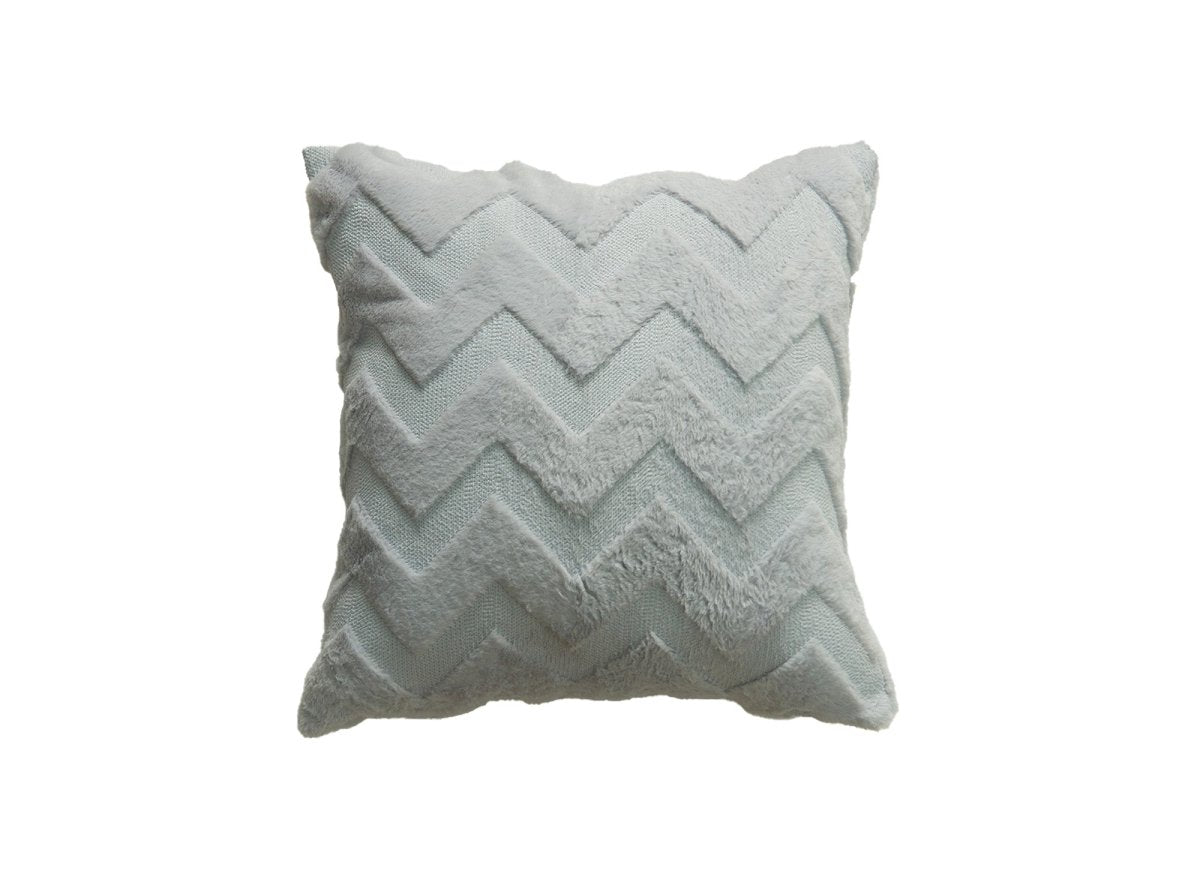 Coussin carré 45x45 cm en tissu doux motif chevron gris clair HARRY - DécoInParis