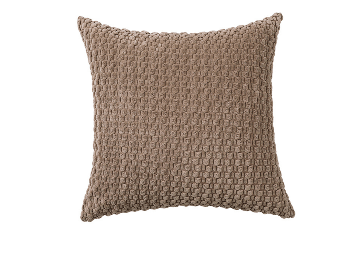 Coussin marron en tissu texturé doux 45x45 cm DUNE - DécoInParis