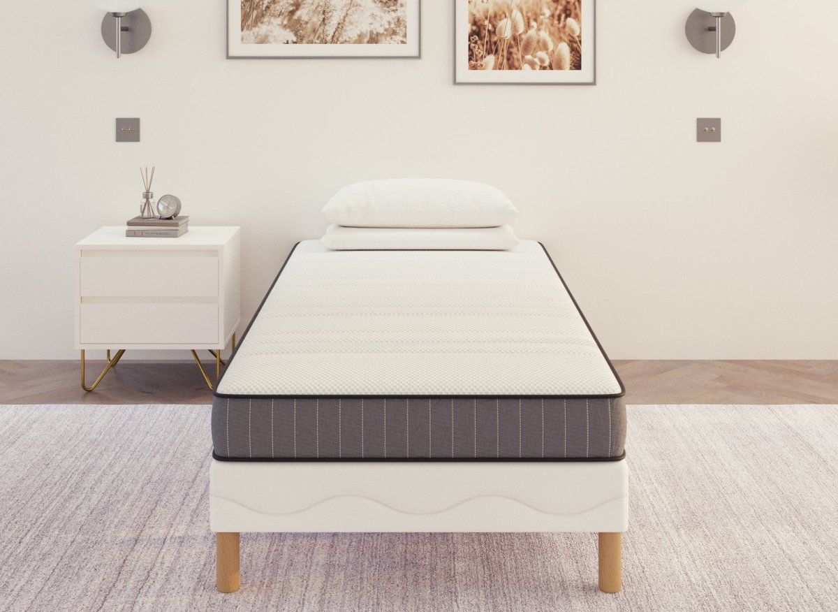 Ensemble 90x190 sommier tapissier & Matelas en mousse 15 cm WOLK - DécoInParis