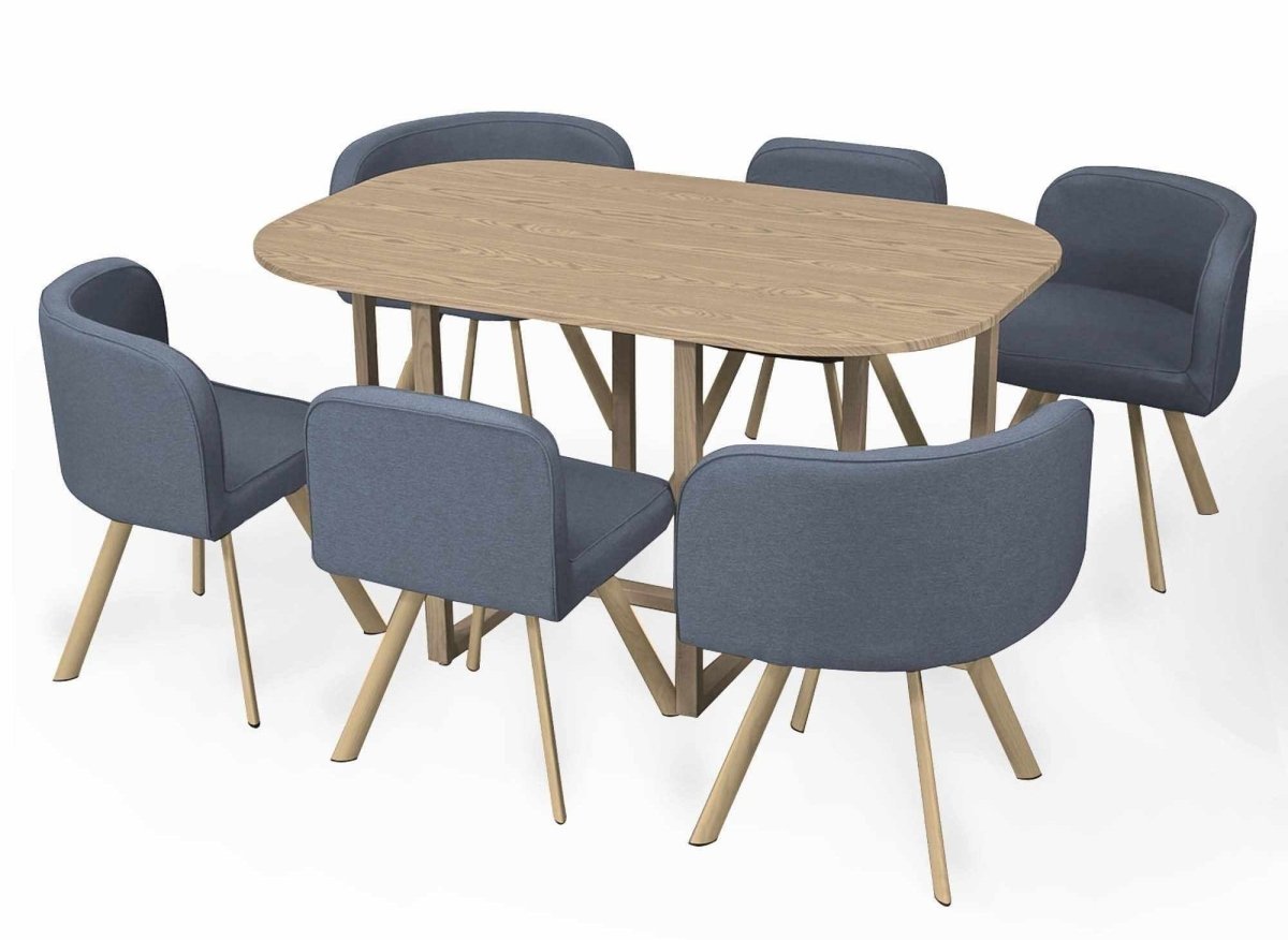 Ensemble table + 6 chaises encastrables gris FLEN XL - DécoInParis