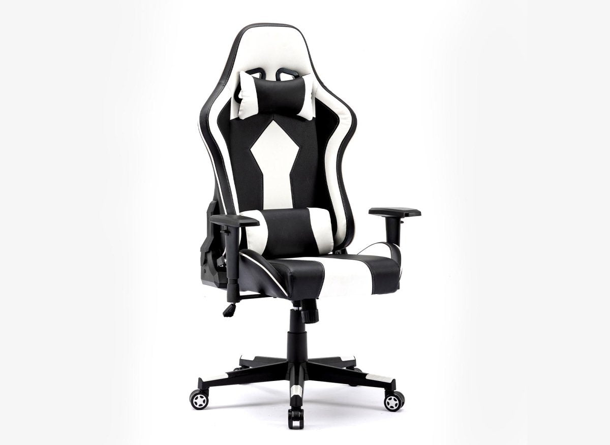 Fauteuil de bureau gaming en simili cuir noir et blanc SOUL - DécoInParis