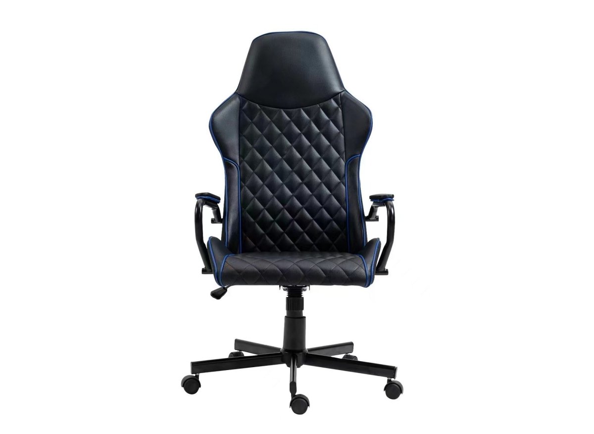 Fauteuil de bureau noir et bleu en simili cuir ATOMIC - DécoInParis