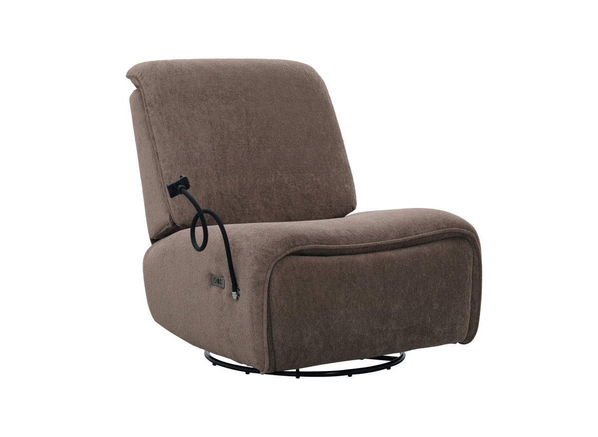 Fauteuil relax électrique en tissu à poils doux taupe PAOLO - DécoInParis