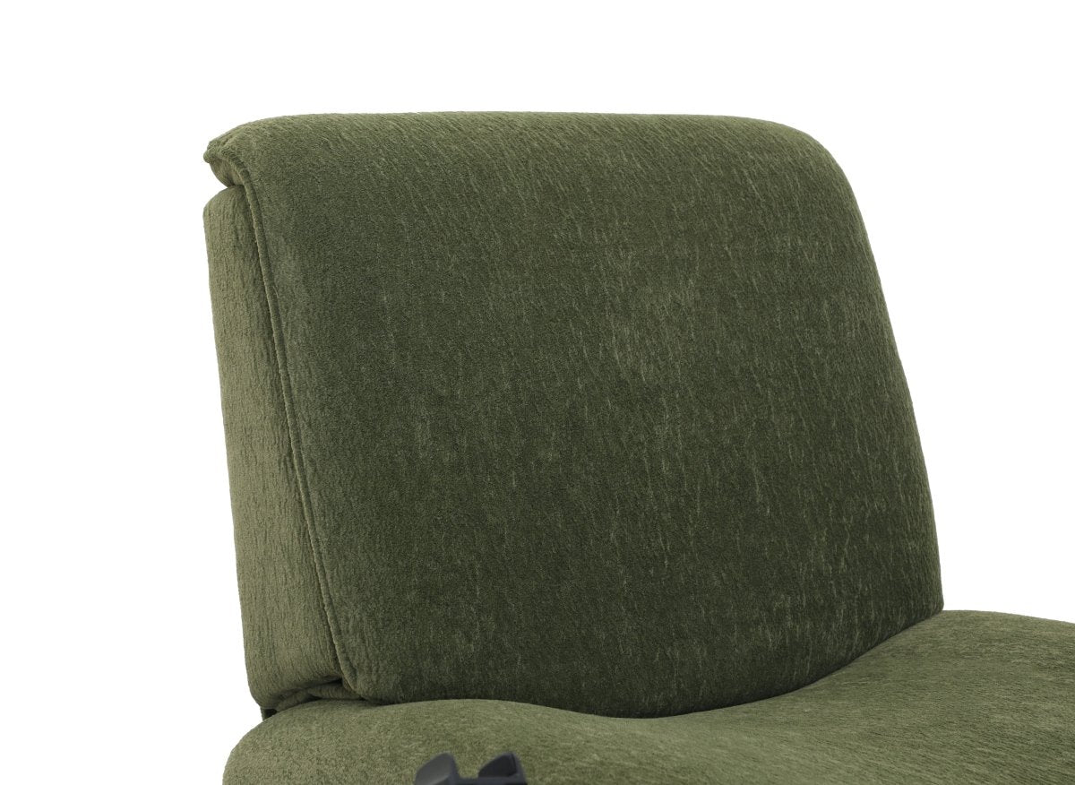 Fauteuil relax électrique en tissu à poils doux vert PAOLO - DécoInParis