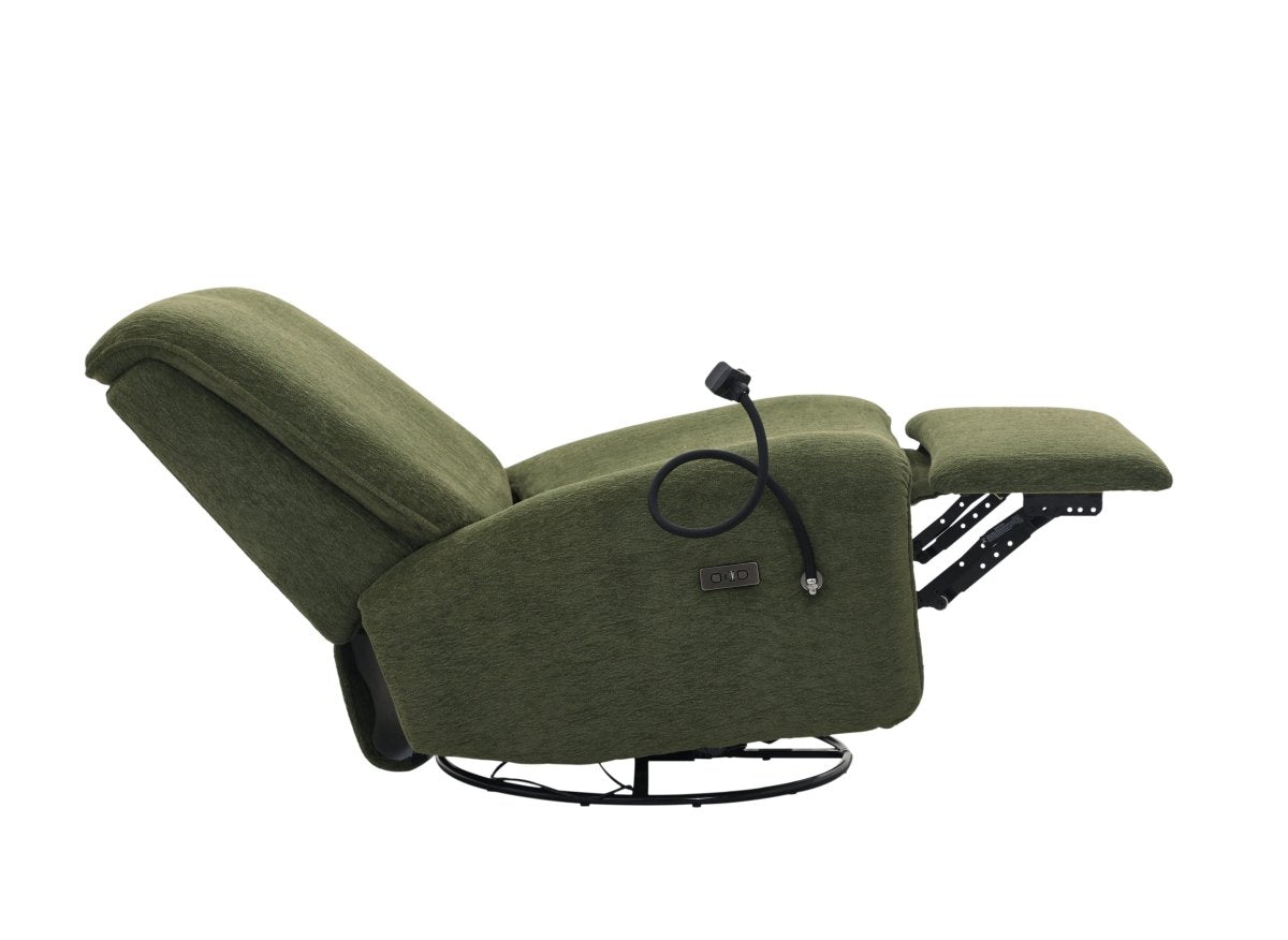 Fauteuil relax électrique en tissu à poils doux vert PAOLO - DécoInParis
