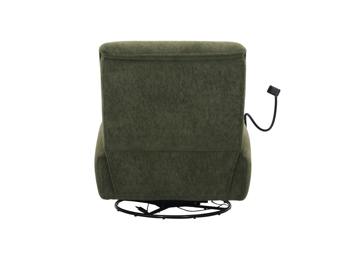 Fauteuil relax électrique en tissu à poils doux vert PAOLO - DécoInParis