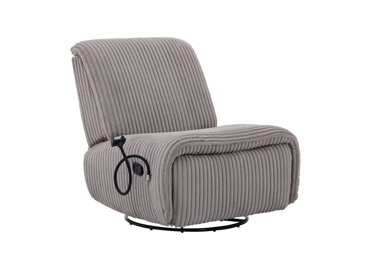 Fauteuil relax électrique en velours côtelé gris PAOLO - DécoInParis