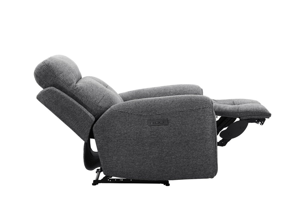 Fauteuil relax électrique en velours texturé gris PATRICIA - DécoInParis