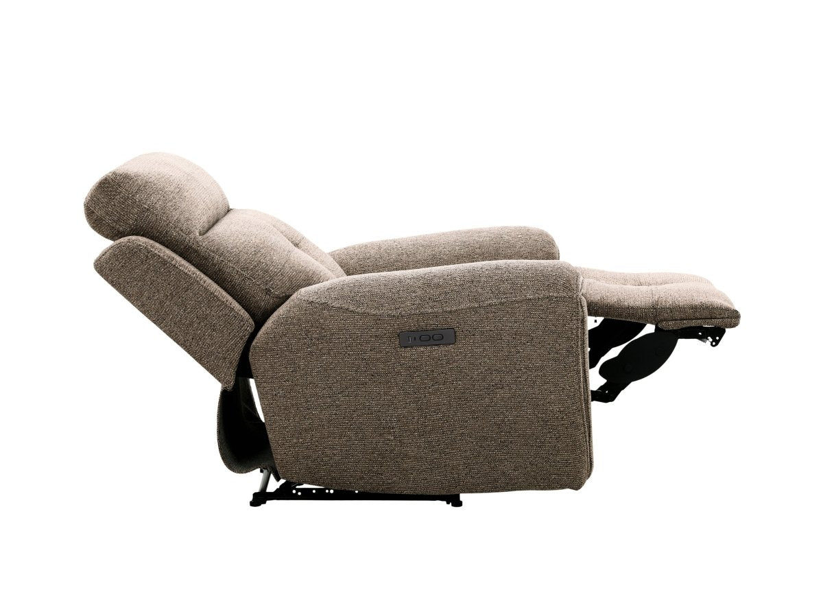 Fauteuil relax électrique en velours texturé marron PATRICIA - DécoInParis