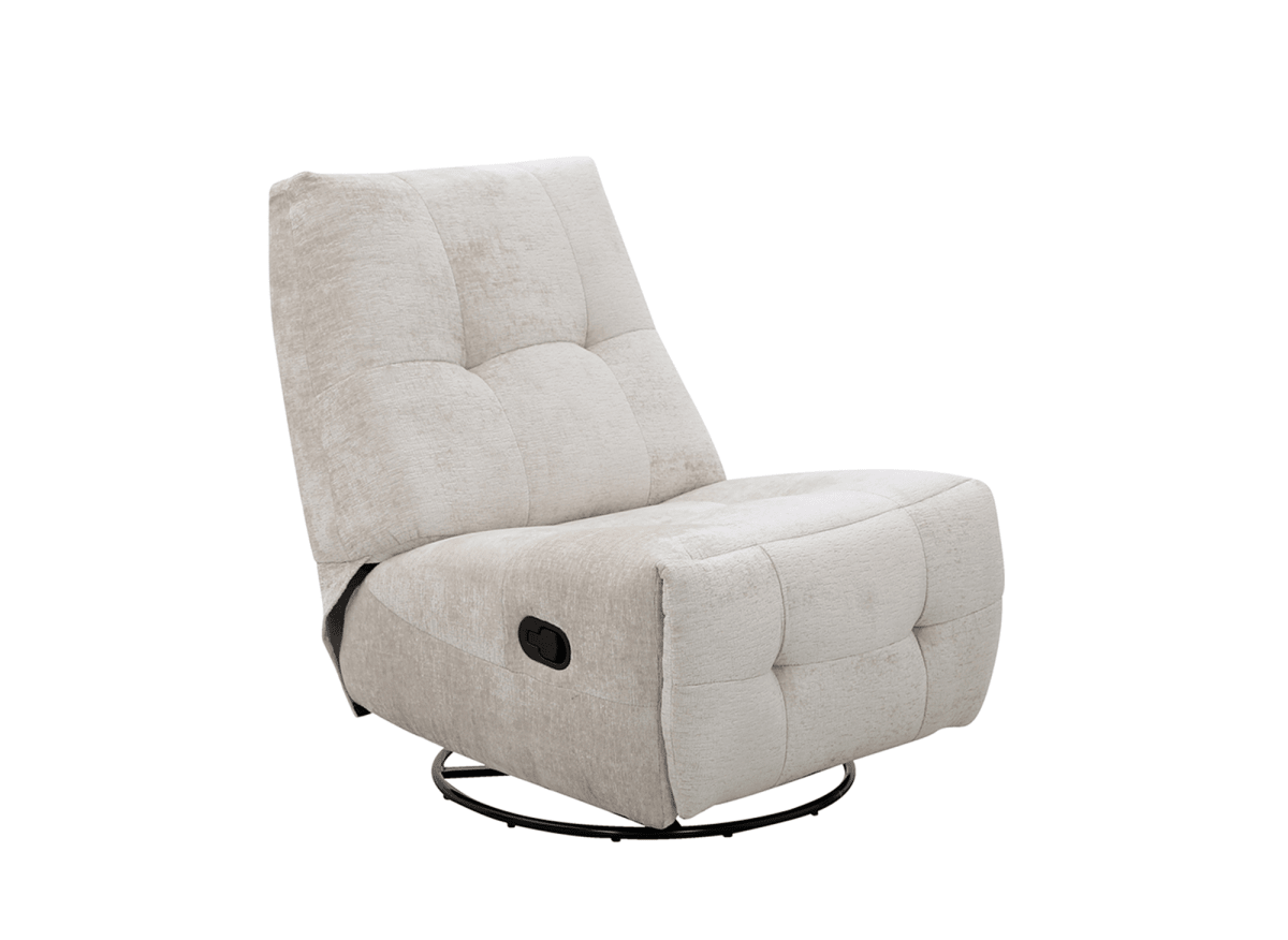 Fauteuil relax pivotant en velours chiné beige LISON - DécoInParis