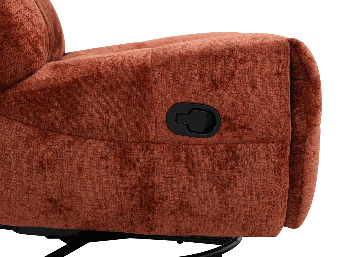 Fauteuil relax pivotant en velours chiné terracotta LISON - DécoInParis