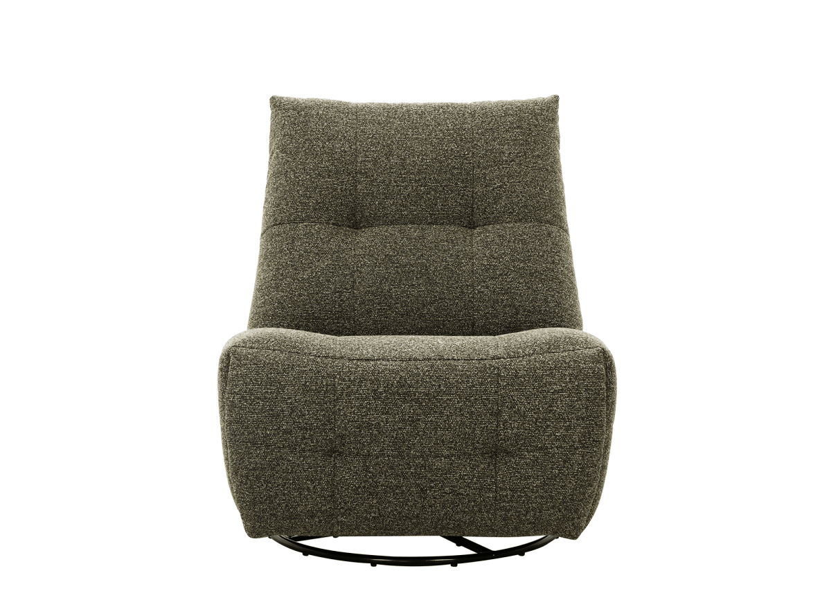 Fauteuil relax pivotant en velours texturé vert kaki LISON - DécoInParis