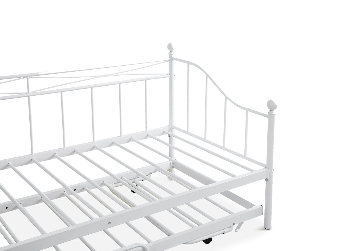 Lit banquette gigogne en métal blanc ALICIA 90 x 190 cm - DécoInParis