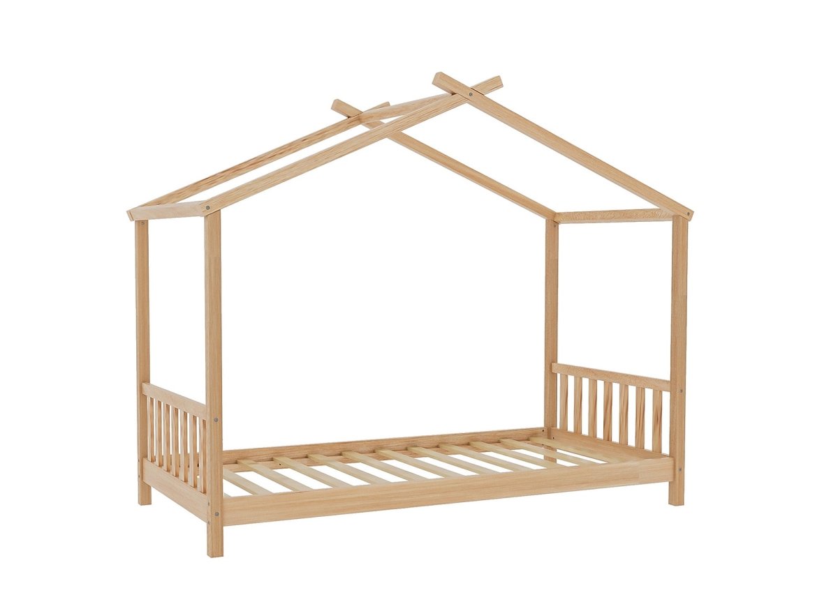 Lit cabane avec barreaux en bois 90 x 190 cm NIDOU - DécoInParis