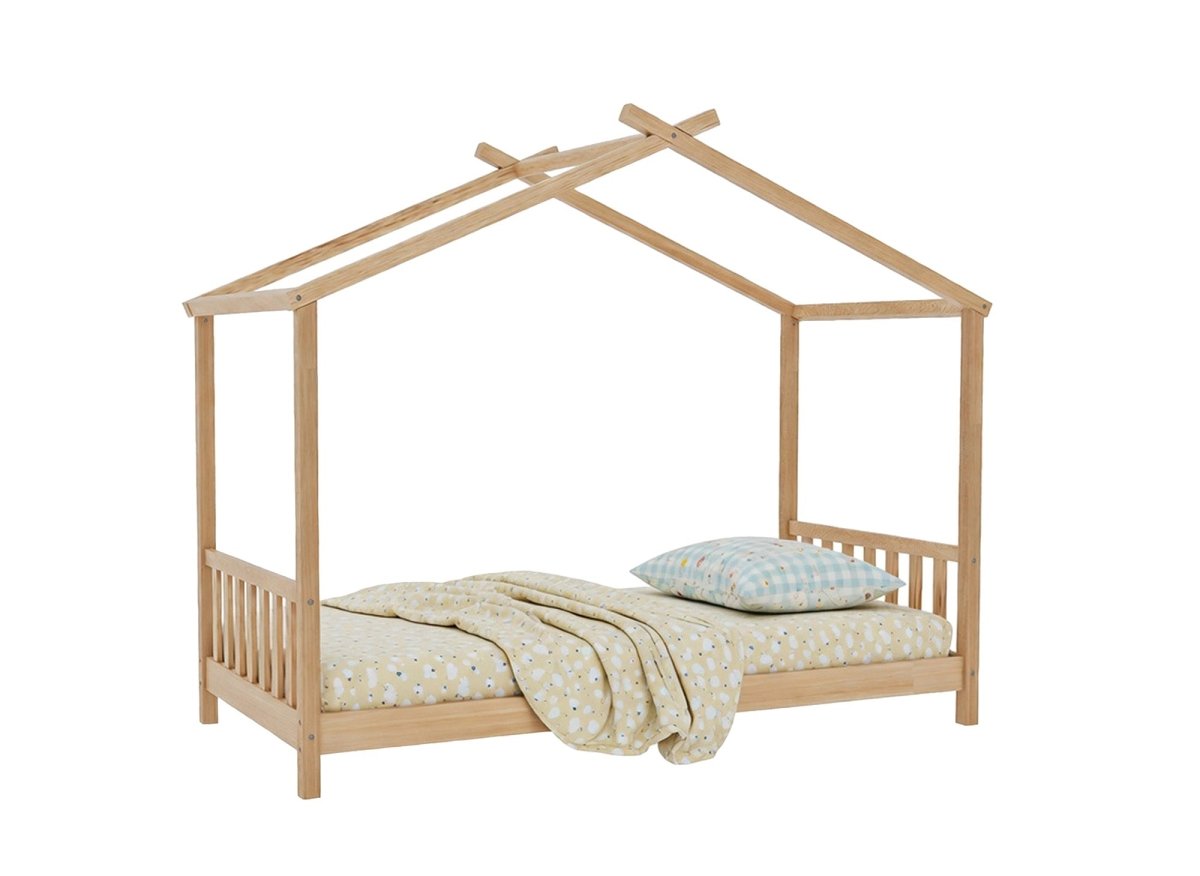 Lit cabane avec barreaux en bois 90 x 190 cm NIDOU - DécoInParis