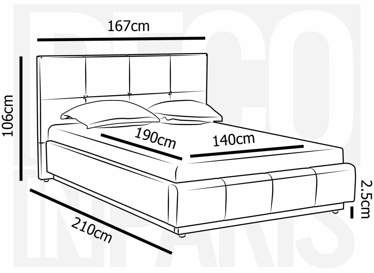 Lit coffre en simili cuir blanc avec LED 140x190 cm DIVINE - DécoInParis
