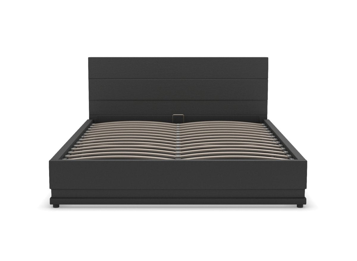 Lit coffre en simili cuir noir 180x200 cm ELENCE - DécoInParis