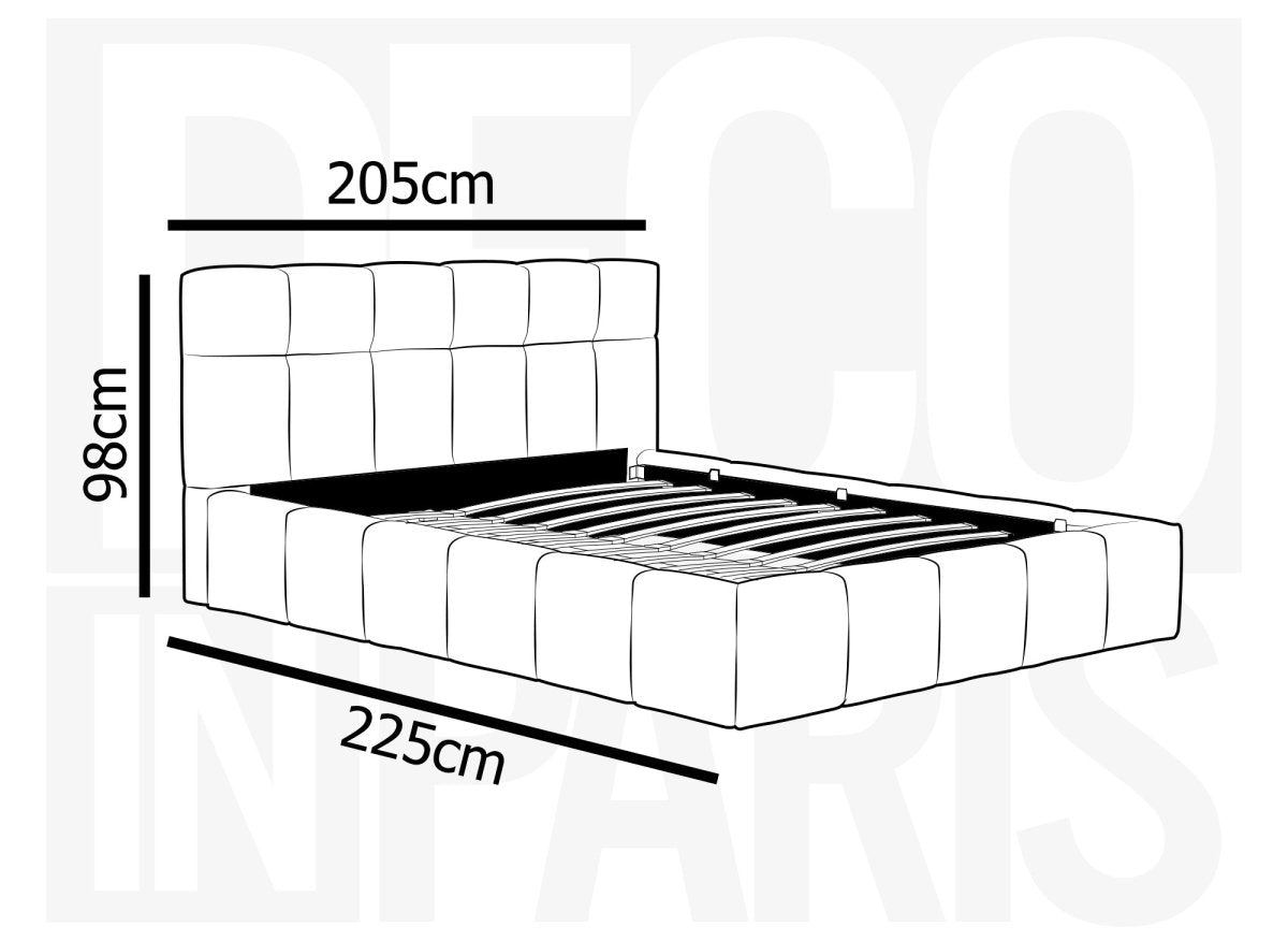 Lit coffre en tissu bouclette beige 180x200 cm MILIE - DécoInParis