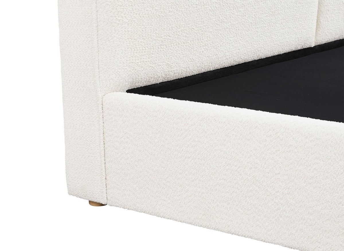 Lit coffre en tissu bouclette beige 180x200 cm ZELIA - DécoInParis