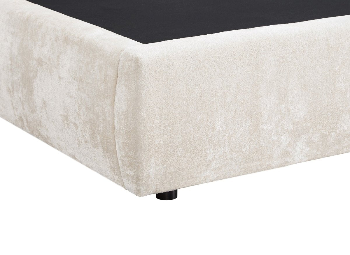 Lit coffre en tissu bouclette doux beige 180x200 cm NOAH - DécoInParis