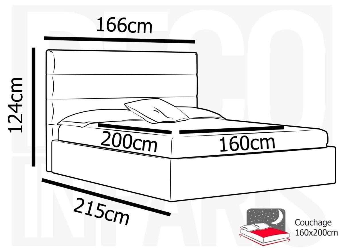 Lit coffre en tissu lin beige 160 x 200 cm SHANNA - DécoInParis