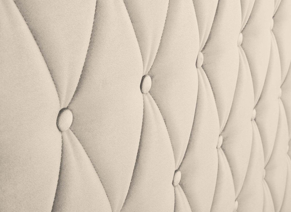 Lit coffre en velours beige 180X200 cm PERLA - DécoInParis