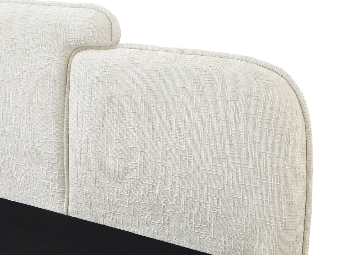 Lit coffre en velours chiné beige 140x190 cm MILENA - DécoInParis