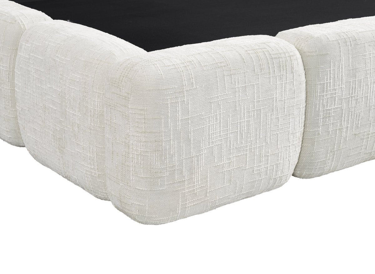 Lit coffre en velours chiné beige 160x200 cm BUBBLE - DécoInParis