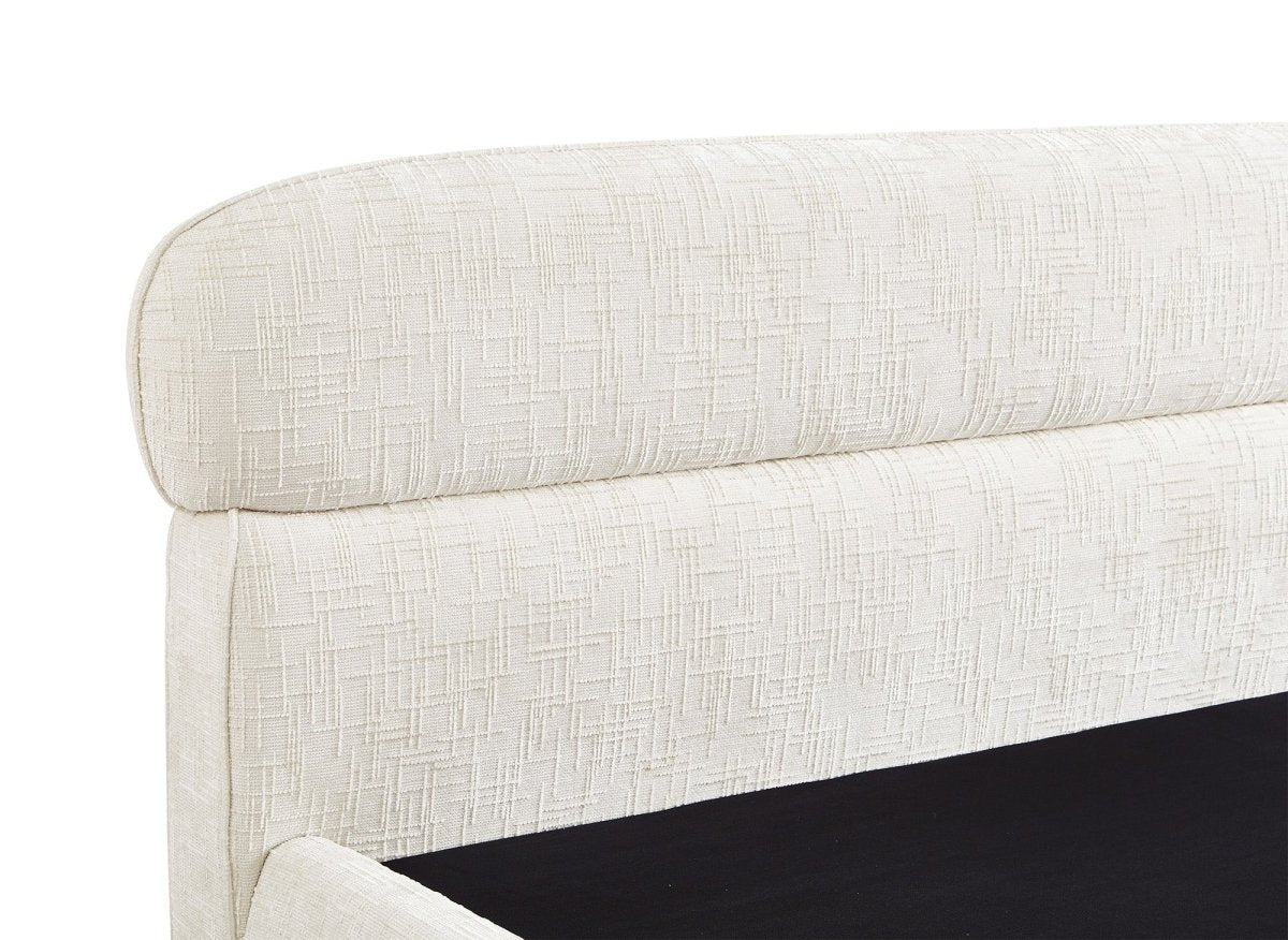 Lit coffre en velours chiné beige 180x200cm MELO - DécoInParis