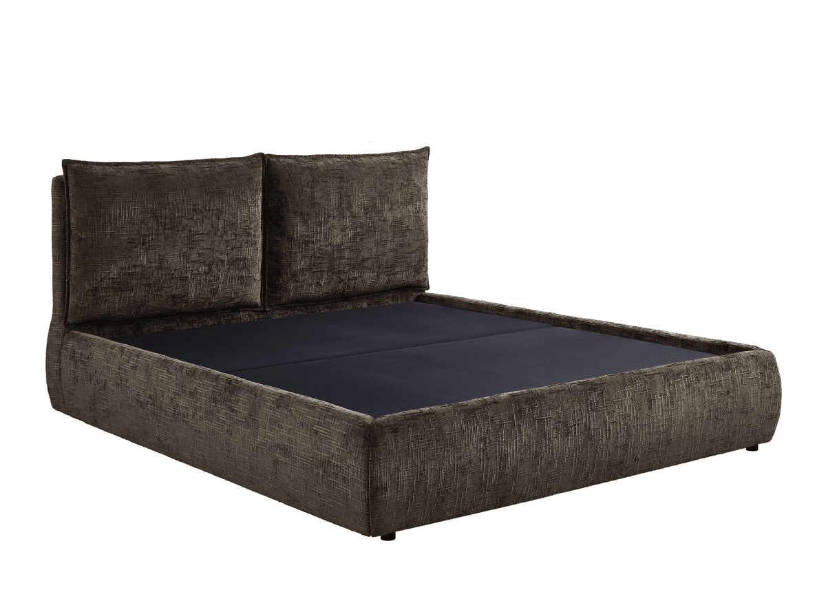 Lit coffre en velours chiné marron 160x200 cm MELY - DécoInParis