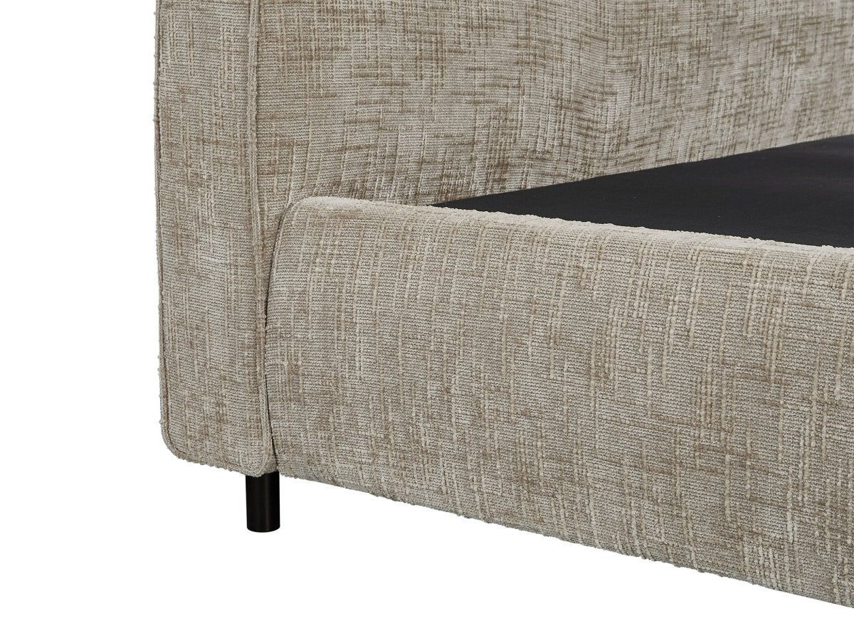 Lit coffre en velours chiné taupe 140x190cm MELO - DécoInParis