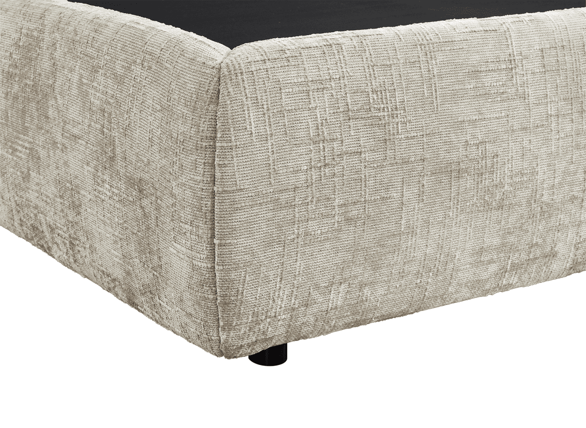 Lit coffre en velours chiné taupe 180x200 cm MELY - DécoInParis