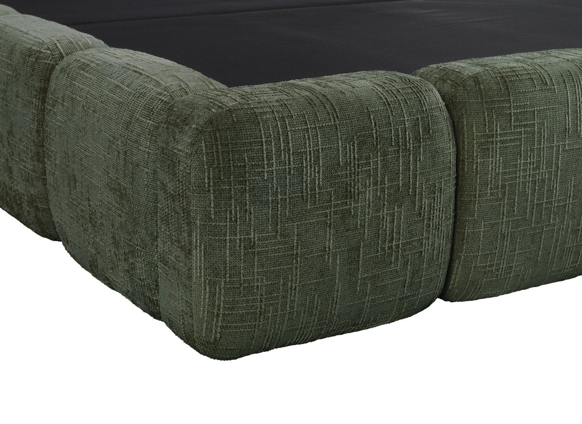 Lit coffre en velours chiné vert olive 180x200 cm BUBBLE - DécoInParis