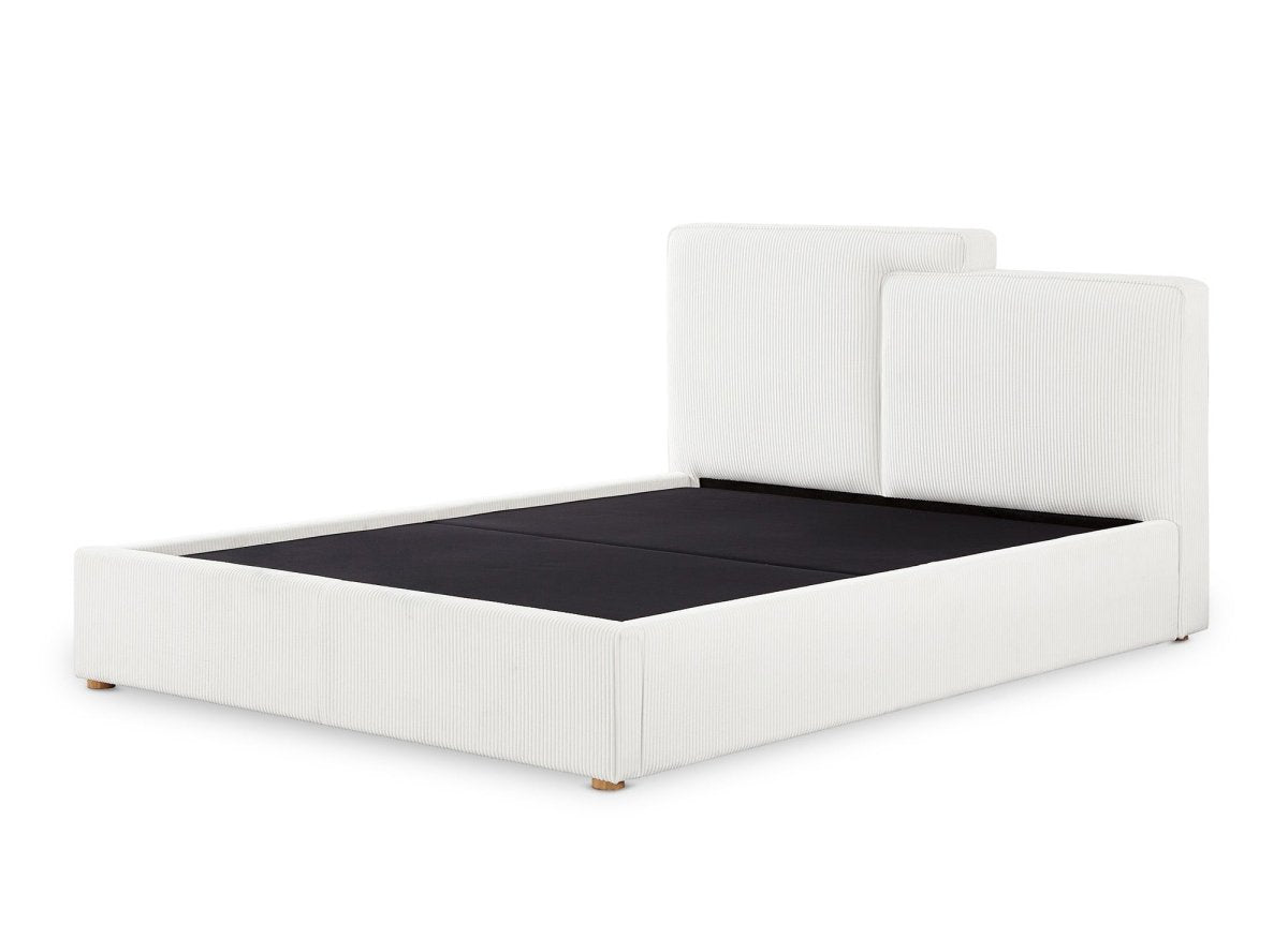 Lit coffre en velours côtelé écru 180x200 cm ZELIA - DécoInParis