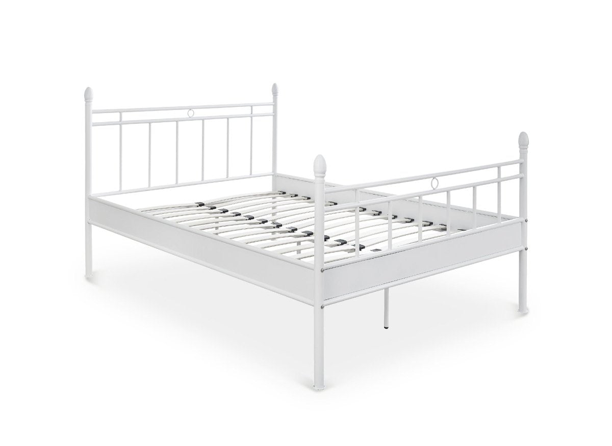 Lit double en métal blanc KADY 140 x 190 cm - DécoInParis