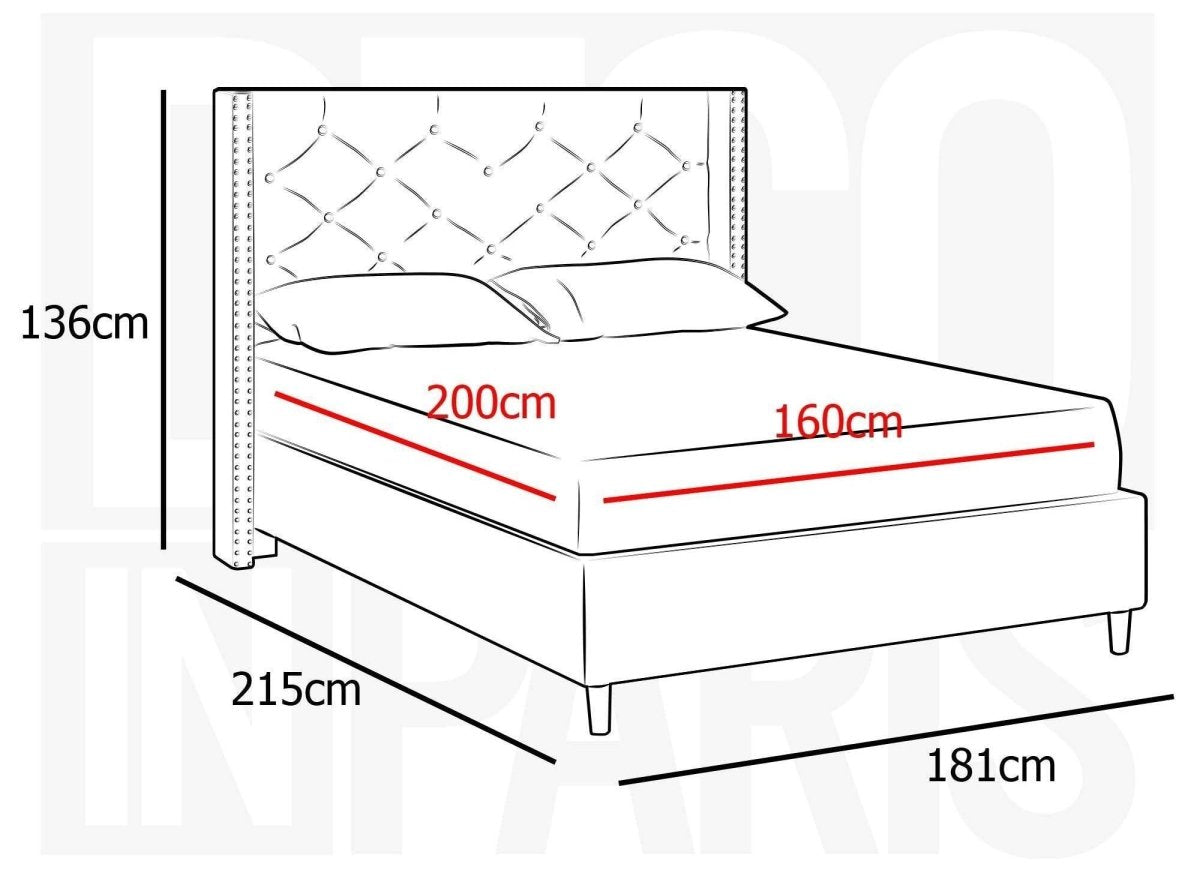 Lit double en tissu capitonné beige 160x200 cm MARGOT - DécoInParis