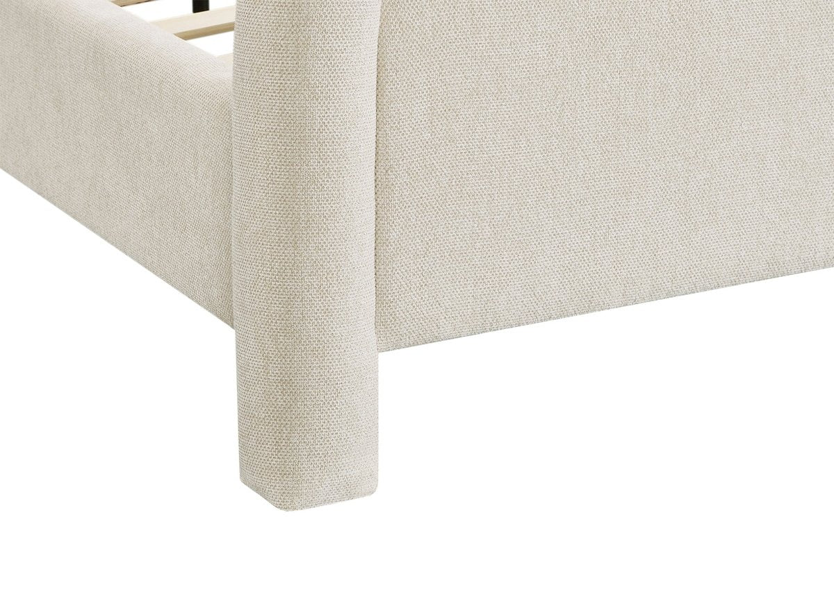 Lit double en tissu doux beige 160 x200 cm ANELA - DécoInParis
