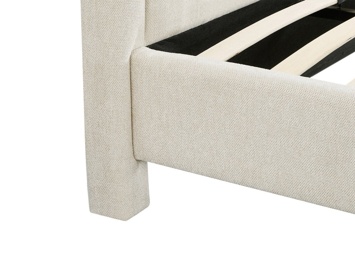 Lit double en tissu doux beige 180 x200 cm ANELA - DécoInParis