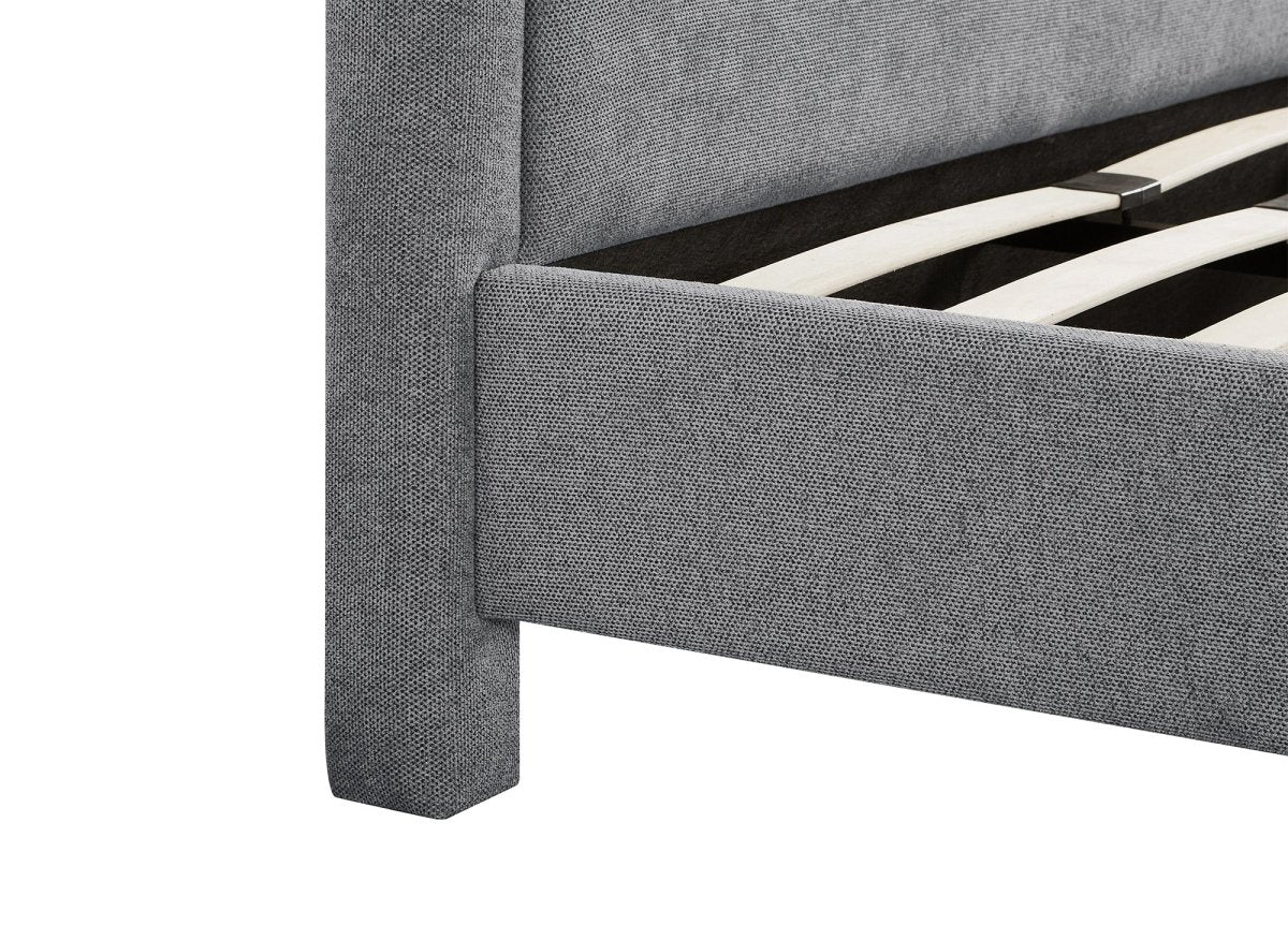 Lit double en tissu doux gris 160 x200 cm ANELA - DécoInParis