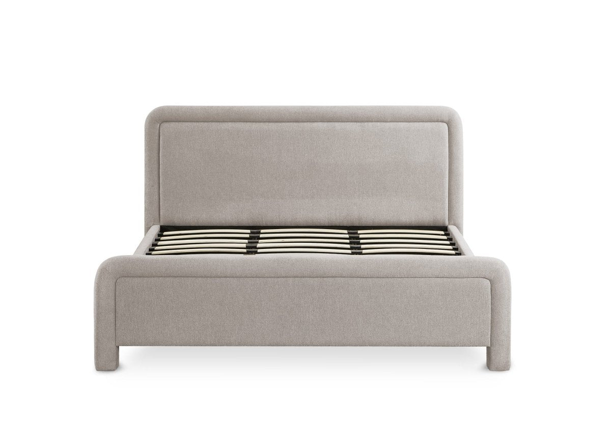 Lit double en tissu doux taupe 180 x200 cm ANELA - DécoInParis