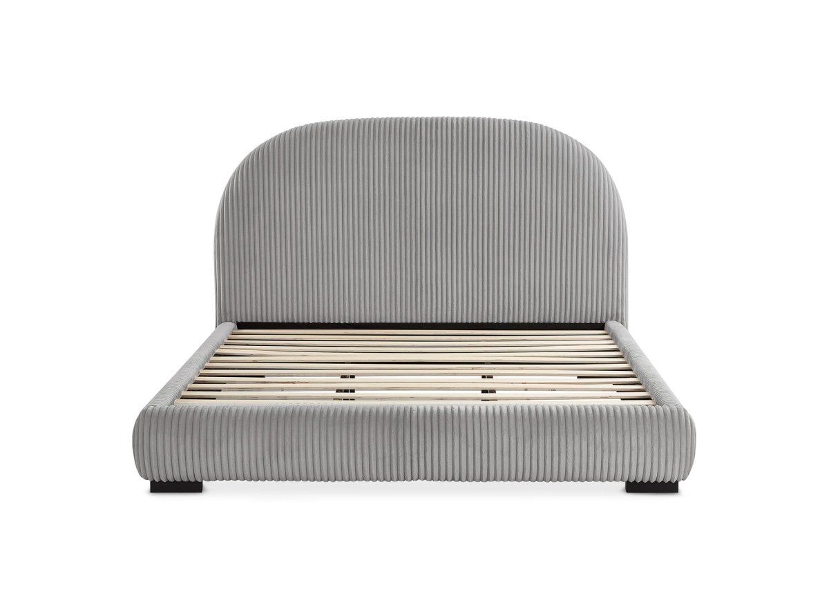 Lit double en velours côtelé épais gris 180x200cm COSY - DécoInParis