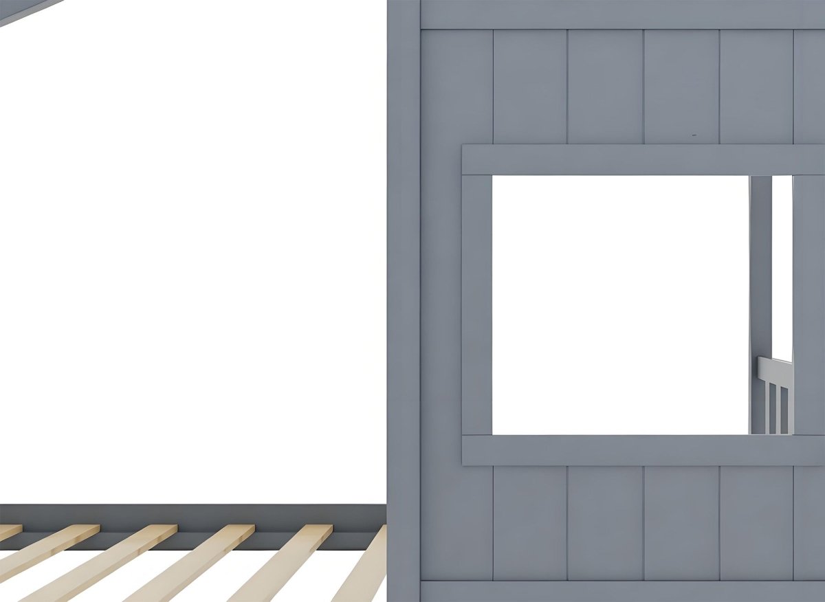 Lit gigogne cabane en bois gris 90 x 190 cm MILIO - DécoInParis